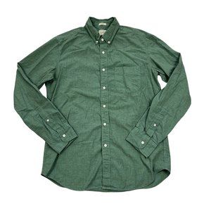 J. Crew Mens Green Stretch Secret Wash Cotton Poplin Slim Shirt